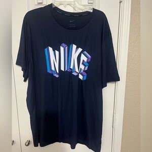 Nike Men's Dark Blue Tee with 3D Logo